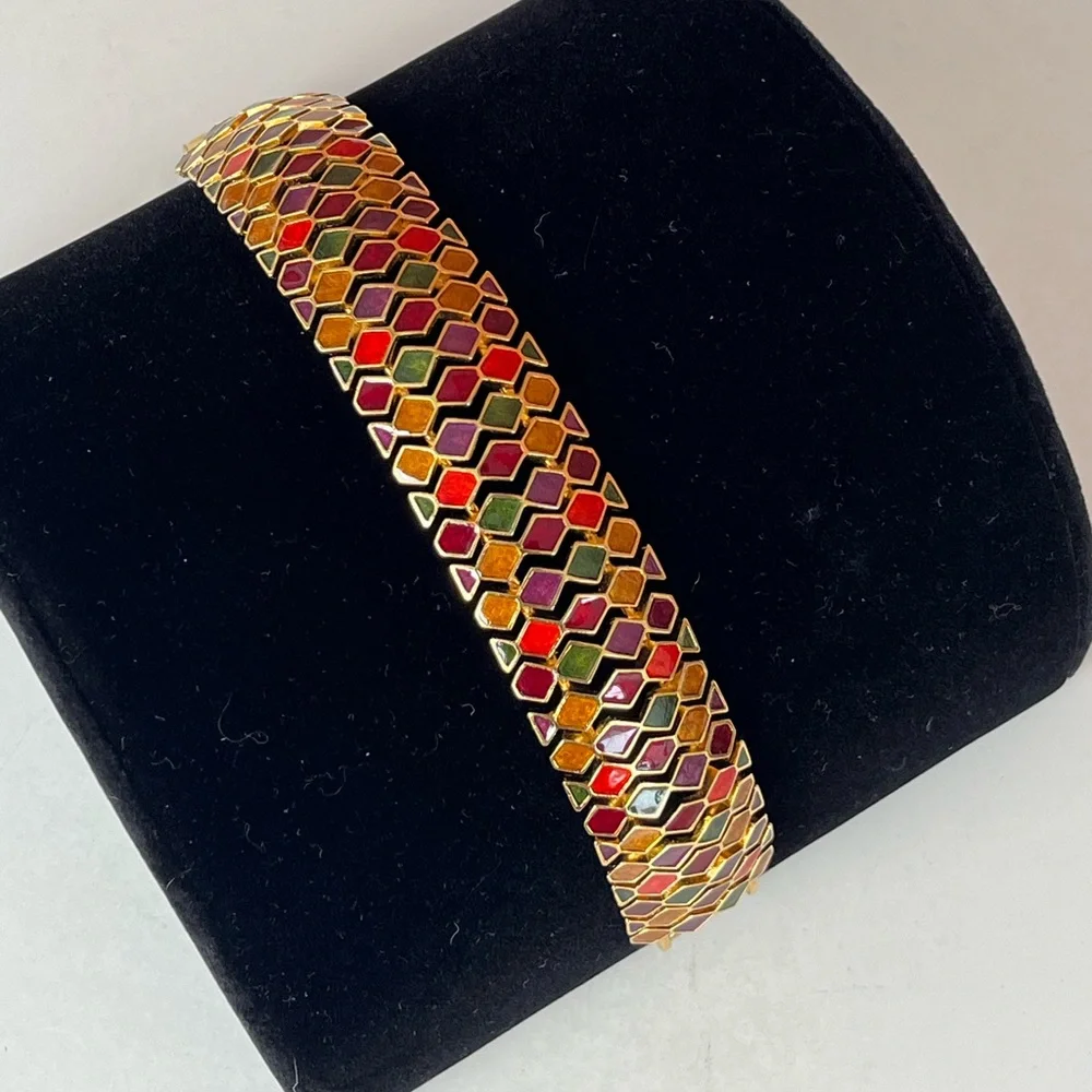 Rare Vintage Joan Rivers Signed Multicolor Enamel Bracelet - Picture 1 of 7